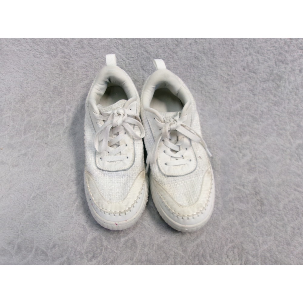DreamPairs Women's White Textured Platform Sneakers Lace Up Chunky Sole Size 8.5
